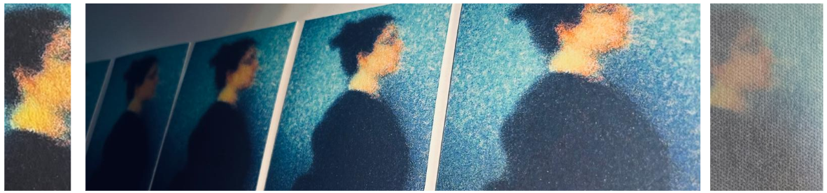 Retrato entre contraste de azul e preto
